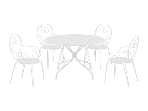 Vente-unique - Salle à Manger de Jardin en métal façon Fer forgé : Une Table D.120cm et 4 fauteuils empilables - Blanc - GUERMANTES de MYLIA