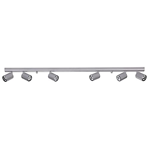 Plafoniera barra con sei faretti da soffitto grigio orientabili direzionali gu10 led moderna per cabina armadio