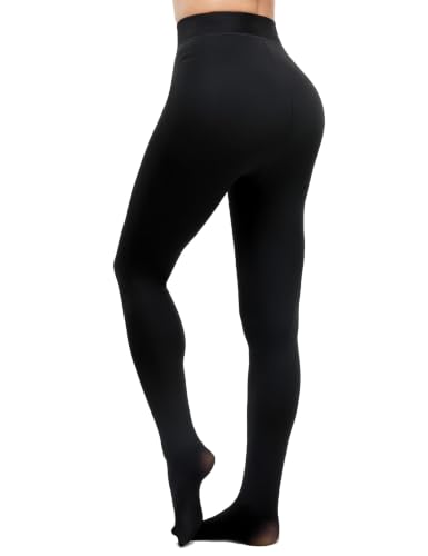 Image of KBVOT Fleece Lined Tights Women Sheer Warm Pantyhose Leggings Fake Translucent Thermal Winter Thick Tights for Dresses