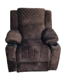 Classic Habits Heavy Stitching Model Manual Recliner Rotating Chair in Brown Coloured