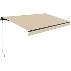 Toldo Enrollable Exterior SmartSun Dark Toldo Exterior Manual 3x2m - para Terraza, Balcón o Jardín - Estructura Retráctil Antracita Resistente de Aluminio - Lona Poliéster Enrollable - Manivela incluida - Color Arena