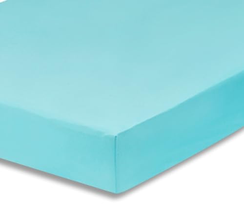Image of Everyday Kids Fitted Crib Sheet, 100% Soft Breathable Microfiber Baby Sheet, Fits Standard Size Crib Mattress 28in x 52in, Aqua Nursery Sheet