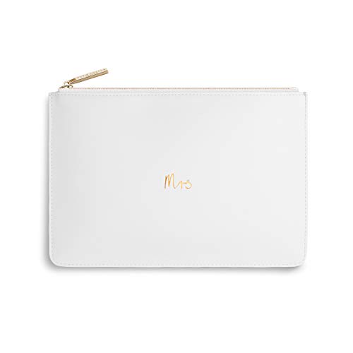 Katie Loxton Mrs Medium Vegan Leather Clutch Bridal Perfect Pouch White