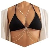14K Gold Plated Sexy Body Chains for Women, Layered Rhinestone Cr...