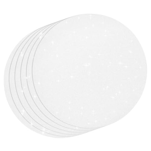 50 PCS Silver Paper Placemats Round Glitter Disposable Table Mats Sequin Doilies Decorative Place Mats for Birthday Wedding Banquet Thanksgiving Graduation Party Dinner Table Decor