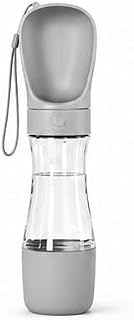 Portable Dog Water Bottle with Drinking Bowl and Food Storage Container, Leak-Proof Travel Dispenser, Gray