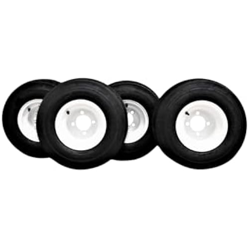 Antego 18x8.50-8 Golf Cart Tire & Wheel Assembly, ATW-009 White, Set of 4
