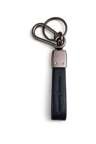 Image of Leather Strap Keychain, Embossed Logo Design, Durable Premium Key Ring for Bike Lovers & Gift Use