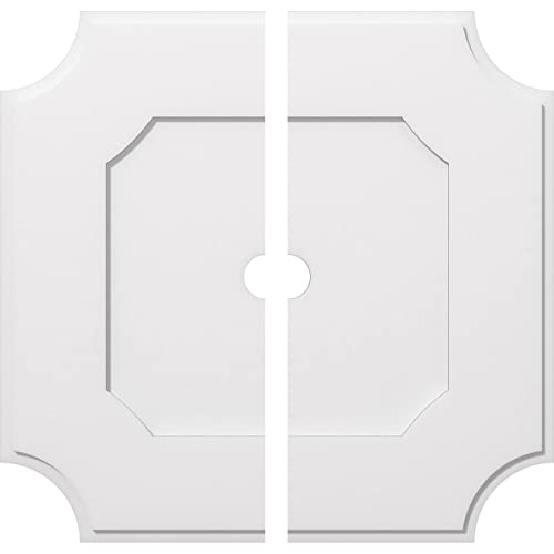 Image of Ekena Millwork CMP36LE2-03000 Locke Architectural Grade PVC Contemporary, Two Piece Urethane Ceiling Medallions 36 inchOD x 3 inchID x 21 1 /2 inchC x 1 inchP