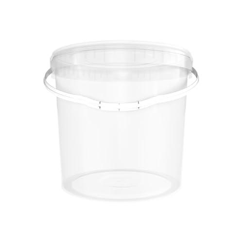 Eimer mit Deckel 10l Transparent Rund | Kunststoff Eimer Lebensmittelecht, luftdicht und stabil | Leereimer mit Griff und Deckel für Lebensmittel Chemie Waschpulver Klebstoffe geeignet