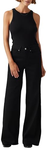 Levi's 318 Shaping Wide Leg Jeans Femme, Soft Black, 28W / 30L