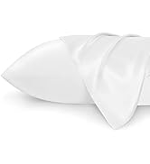 Bedsure Satin Pillowcase for Hair and Skin Queen - Pure White Silk Pillowcase 2 Pack 20x30 inches...