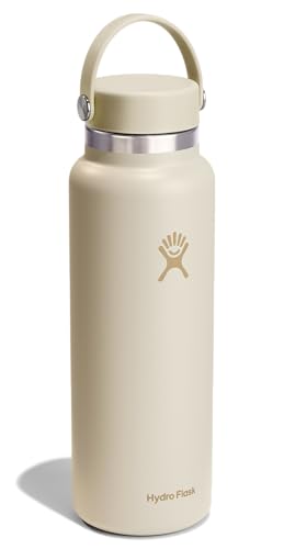 Image of Hydro Flask Water Bottle - Insulated Stainless Steel - Wide Mouth Flex Lid, Non Spill, Leakproof and Refillable in 40 Oz Coconut Cream