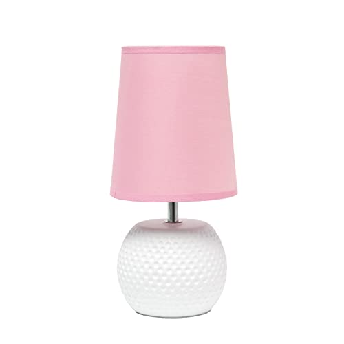 Simple Designs Lt2084-Pnk Mini Studded Texture White Ceramic Bedside Table Lamp, Pink #TOP1
