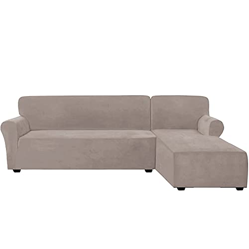 CXYKN Funda de sofá en Forma de L, Fundas seccionales elásticas de Terciopelo, sofá Chaise Longue, Funda de sofá Antideslizante Gruesa, Funda de Muebles para Sala de Estar, Gato, Perro, Topo, divá
