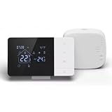 ZMdooreasy Termostato wireless programmabile per caldaia con modalità di riscaldamento e raffreddamento, app e controllo vocale, alimentato a batteria o USB, per Tuya per Smart Life (con WiFi)