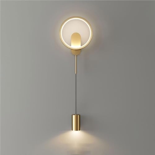Aplique de pared redondo moderno, luz LED de pared vertical, lámpara colgante industrial de 24 W con modo de 3 colores, accesorio de iluminación de pared para dormitorio, mesita de noche, sala de esta
