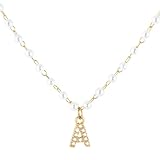 Collar para hombre y mujer, hecho a mano, con dije de letra inicial de cristal para mujer, joyería con nombre