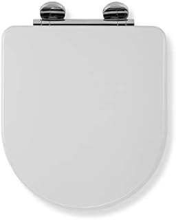Croydex Flexi-Fix Garda D-Shape Always Fits Never Slips Slow Close Anti Bacterial Toilet Seat, Wood, White, 42 x 37.2 x 6 cm