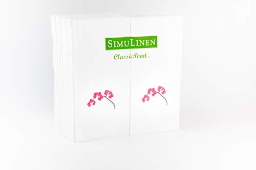 Classicpoint Dinner Napkins - White With Orchid - Decorative & Disposable - Soft, Absorbent & Durable (15.5"X15.5" - Pack Of 50) #TOP4