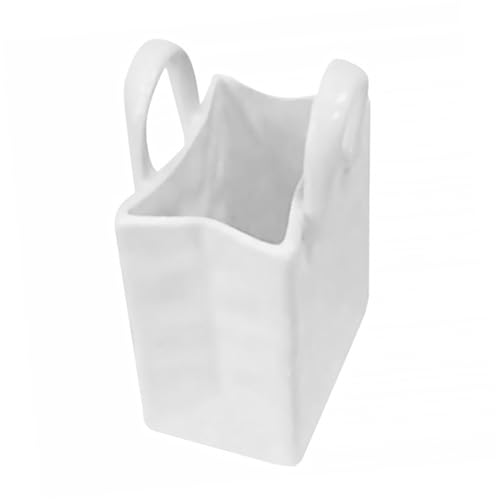 HOOTNEE Vaso in Ceramica Forma Borsa Con Manici Capacità Per Fiori e Portapennelli Trucco Design Compatto e Stabile Adatto Per Scrivanie e Decorazioni d Interni