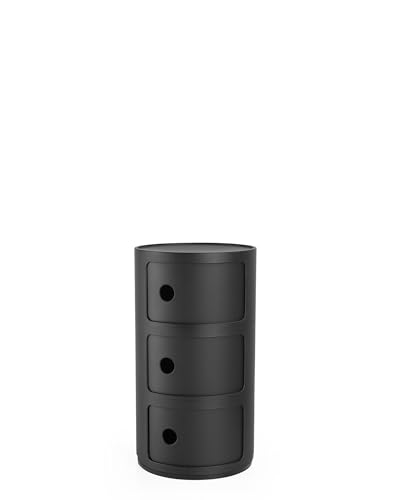 Kartell Componibili Recycled, Meuble Conteneur 3 éléments, Noir Opaque