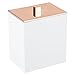 mDesign Plastic Square Apothecary Jar Storage Organizer Holder for Bathroom Vanity Countertop Shelf Decor - Cotton Swabs, Soap, Makeup, Bath Salts - Lumiere Collection - 2 Pack - White/Rose Gold