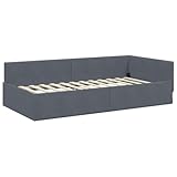 vidaXL Estructura de Cama en Esquina Otro Gris Oscuro 100 x 200 cm, Base en Esquina cómoda para Descansar y Dormir Bien