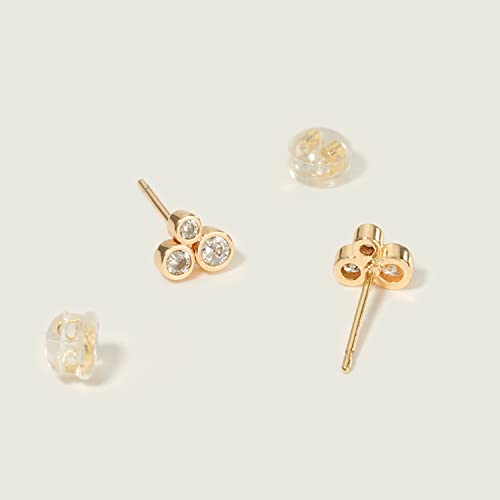 Mevecco Tiny Beads Stud Earrings For Women 18K Gold Filled Stud Earrings Dainty Pave Cz Mini Cute Flower Simple Delicate Minimalist Stud Earrings Gift For Her #TOP5