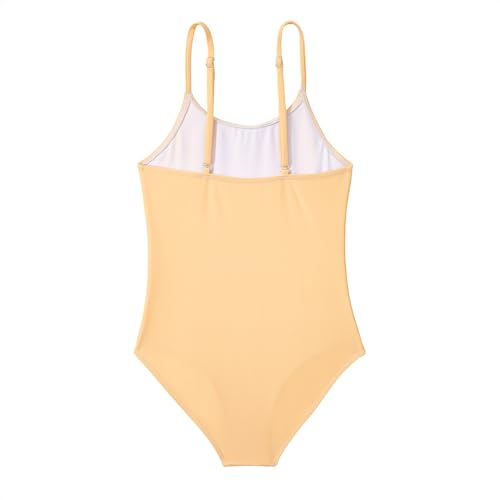 Image of Zando Toddler Girl Swimsuit - Cute Apricot Smiley Face 4t Bathing Suits for Girls, Adjustable Quick Dry 5T Swimsuit Girls, One Piece Kids Swimwear for Summer Beach Vacation Waterpark Wear 4-5T