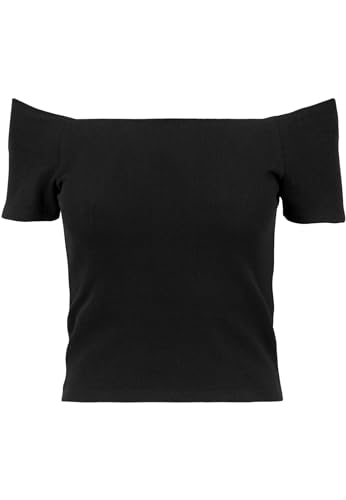 Urban Classics Damen Ladies Off Shoulder Rib Tee T Shirt, Schwarz, M EU
