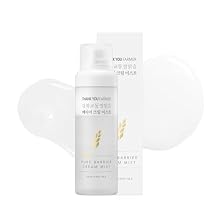 THANKYOU FARMER Rice Pure Barrier Cream Mist 3.38 Fl oz 100ml - رذاذ الوجه من مستخلص الأرز الكوري، ترطيب عميق، حاجز للبشرة ناعم، خفيف الوزن، طبقات مزدوجة للإشراق