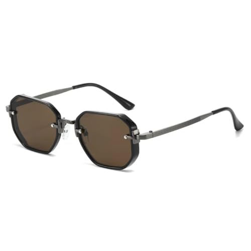 Lunettes de soleil en métal polygonal durable, lunettes au design épuré et haute protection UV