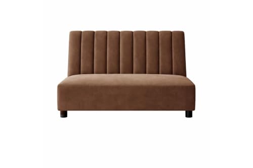 Image of Rosebell Sofa Set with Ottoman Combo 2 Seater Sofa Set with Matching Footstool Velvet Fabric for Living Room, Office & Bedroom Guest Room - Brown Color