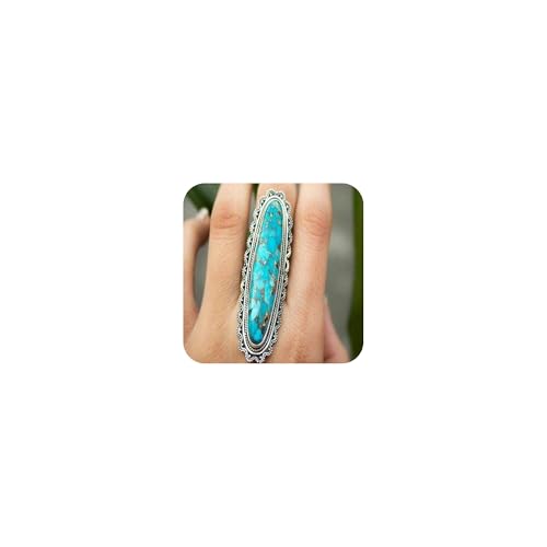 Bague en argent vintage et véritable pierre de turquoise naturelle