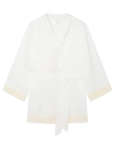 Women´ Secret, Mujer, Bata Corta Satén Blanca, White, L | Ya disponible en tu tienda friki favorita! En mundofriki.es!
