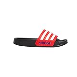 adidas Adilette Shower Slides Sandal, Black/White/Vivid Red, 11 US Unisex Little Kid