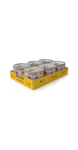 JOSERA Nassfutter Kitten Beef (6 x 200 g) | Kitten | Premium Katzenfutter nass für wachsende Katzen | Rind | mit Lachsöl | getreidefrei | Anti-Haarballen | Alleinfutter | 6er Pack