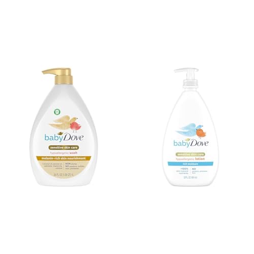Baby Dove Sensitive 34 oz Wash and 20 oz Lotion for Melanin-rich Baby Skin Care