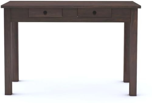 Image of Solid Sheesham Wooden Study Table & Desk with Drawer for Office and Home | Computer Laptop Table | Reading & Writing Desk | Laptop Desk (Walnut E)