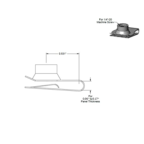 Zhoushi World 1/4"-20 Stainless Steel U -Style Clip-On Nut,U-Type Fasteners (Pack of 30)