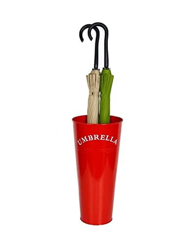 Moderno soporte de metal para paraguas, cubo de paraguas Slish con diseño de letras para bastones y paraguas, 23 x 47 cm, rojo (Rosso) Sto Solut