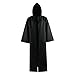 Piwixotu Mens Hooded Cloak Knight Tunic Cape Halloween Hoodies Robe Costume (Black, 2X/3X)