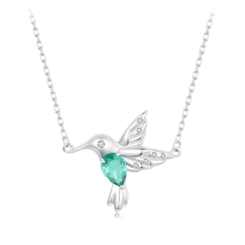 Collier colibri anti-oxydation en argent 925 et cristal coloré