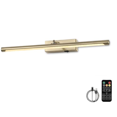 Picture Light for Wall Battery Operated, 20" Rechargeable Art Light with Remote and Timer for Painting, 9000mAh Wireless Wall Light for Display, Artwork, Portrait, Gallery, Bronze