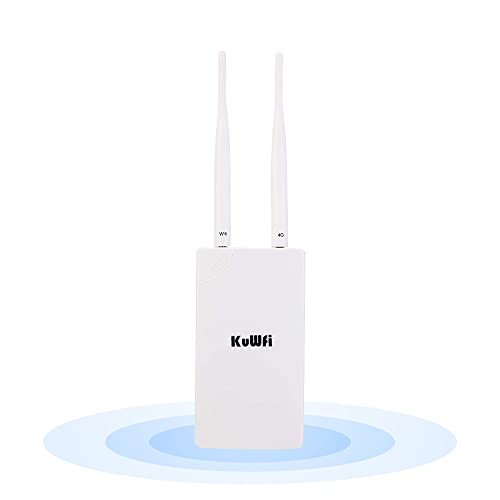 KuWFi Waterproof Outdoor 4G Router LTE CPE SIM Card WiFi Router 150Mbps CAT4 SIM LTE Routers Work with IP Camera or Outside WiFi Coverage with 2pcs Antenna