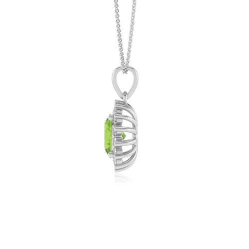 Natural Peridot Oval Diana Pendant Necklace for Women in Silver/Gold/Platinum, August Birthstone Jewelry Gifts for Her Birthday, Anniversary, Christmas, Valentines4