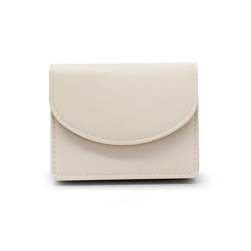 Woman Wallet, Leather Slim Ladies Wallet Purses Compact Cute Credit Card Holder With Snap Small Wallet Purse for Storing Card Change Coin (White)