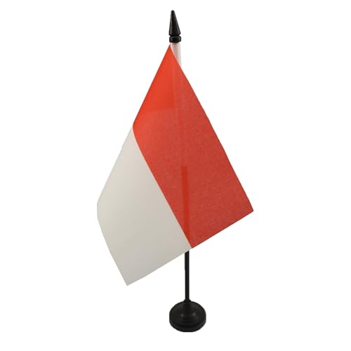 AZ FLAG - Drapeau De Table Indonésie - 15x10 cm - Mini Drapeau Indonésien De Bureau 100% Polyester Avec Hampe De 25cm Et Socle En Plastique Noir