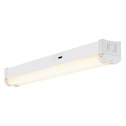 Image of Sylvania 2ft LED Shop Light Double Barrel, 3 CCT (3500 /4000 /5000K) Select, 20W, 2200 LMS, Dimmable LED Shop Lights for Garages, White - 1 Pack (66737)